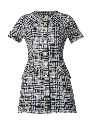 Shoshanna Women's Haisley Plaid Tweed Minidress - Navy | Thumbnail 1 Shoshanna Women's Haisley Plaid Tweed Minidress - Navy | Thumbnail 1