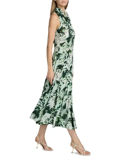Proenza Schouler Women's Adelide Printed Drape Midi-Dress | Thumbnail 4 Proenza Schouler Women's Adelide Printed Drape Midi-Dress | Thumbnail 4