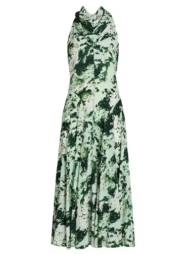 Proenza Schouler Women's Adelide Printed Drape Midi-Dress | Thumbnail 1 Proenza Schouler Women's Adelide Printed Drape Midi-Dress | Thumbnail 1