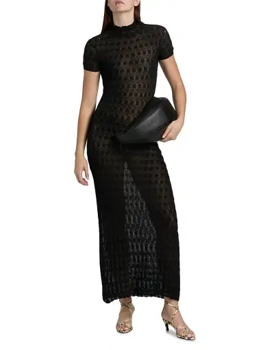 Proenza Schouler Women's Zein Geo Textured Maxi Dress - Black - Size XL | Thumbnail 2 Proenza Schouler Women's Zein Geo Textured Maxi Dress - Black - Size XL | Thumbnail 2