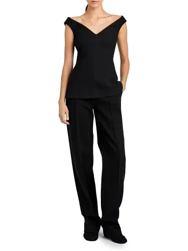 Proenza Schouler Women's Mariam Wool Scuba Top - Black - Size 12 | Thumbnail 2 Proenza Schouler Women's Mariam Wool Scuba Top - Black - Size 12 | Thumbnail 2