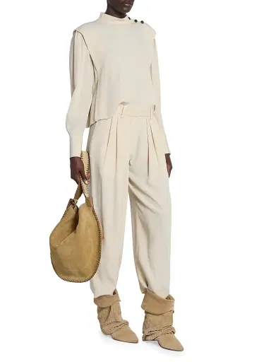 Isabel Marant Women's Felissa Silk-Blend Layered Top - Ecru | Thumbnail 2 Isabel Marant Women's Felissa Silk-Blend Layered Top - Ecru | Thumbnail 2