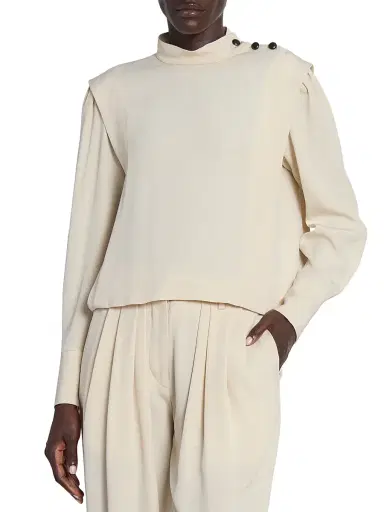 Isabel Marant Women's Felissa Silk-Blend Layered Top - Ecru | Thumbnail 3 Isabel Marant Women's Felissa Silk-Blend Layered Top - Ecru | Thumbnail 3