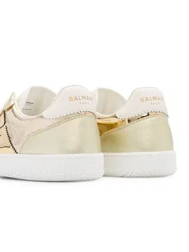 Balmain Women's Swan Faux Laminated Low-Top Sneakers - Blanc | Thumbnail 3 Balmain Women's Swan Faux Laminated Low-Top Sneakers - Blanc | Thumbnail 3