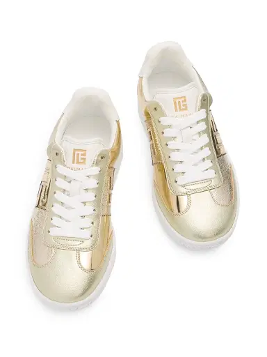 Balmain Women's Swan Faux Laminated Low-Top Sneakers - Blanc | Thumbnail 4 Balmain Women's Swan Faux Laminated Low-Top Sneakers - Blanc | Thumbnail 4