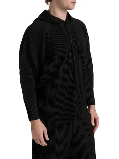 Homme Plissé Issey Miyake Men's Monthly Colors: February Pleated Snap-Front Hoodie - Black | Thumbnail 4 Homme Plissé Issey Miyake Men's Monthly Colors: February Pleated Snap-Front Hoodie - Black | Thumbnail 4
