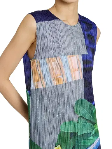 Pleats Please Issey Miyake Women's City Collage Plissé Midi-Dress - Gray Navy - Size Large | Thumbnail 6 Pleats Please Issey Miyake Women's City Collage Plissé Midi-Dress - Gray Navy - Size Large | Thumbnail 6