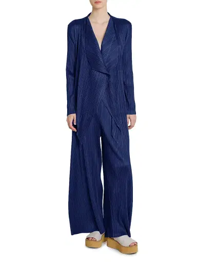 Pleats Please Issey Miyake Women's Monthly Colors: January Plissé Drape Jacket - Dark Navy - Size Small | Thumbnail 2 Pleats Please Issey Miyake Women's Monthly Colors: January Plissé Drape Jacket - Dark Navy - Size Small | Thumbnail 2