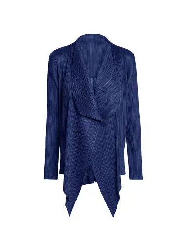 Pleats Please Issey Miyake Women's Monthly Colors: January Plissé Drape Jacket - Dark Navy - Size Small | Thumbnail 1 Pleats Please Issey Miyake Women's Monthly Colors: January Plissé Drape Jacket - Dark Navy - Size Small | Thumbnail 1