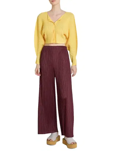 Pleats Please Issey Miyake Women's Monthly Colors: January Plissé Wide-Leg Pants - Bordeaux - Size 5 | Thumbnail 2 Pleats Please Issey Miyake Women's Monthly Colors: January Plissé Wide-Leg Pants - Bordeaux - Size 5 | Thumbnail 2