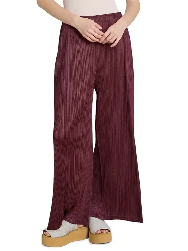 Pleats Please Issey Miyake Women's Monthly Colors: January Plissé Wide-Leg Pants - Bordeaux - Size 5 | Thumbnail 3 Pleats Please Issey Miyake Women's Monthly Colors: January Plissé Wide-Leg Pants - Bordeaux - Size 5 | Thumbnail 3