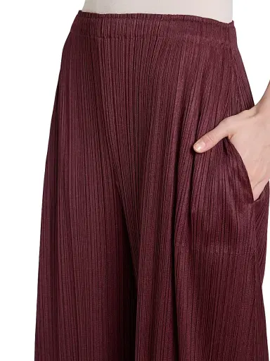 Pleats Please Issey Miyake Women's Monthly Colors: January Plissé Wide-Leg Pants - Bordeaux - Size 5 | Thumbnail 6 Pleats Please Issey Miyake Women's Monthly Colors: January Plissé Wide-Leg Pants - Bordeaux - Size 5 | Thumbnail 6