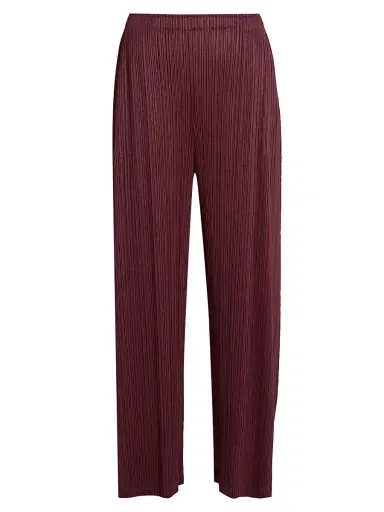 Pleats Please Issey Miyake Women's Monthly Colors: January Plissé Wide-Leg Pants - Bordeaux - Size 5 | Thumbnail 1 Pleats Please Issey Miyake Women's Monthly Colors: January Plissé Wide-Leg Pants - Bordeaux - Size 5 | Thumbnail 1