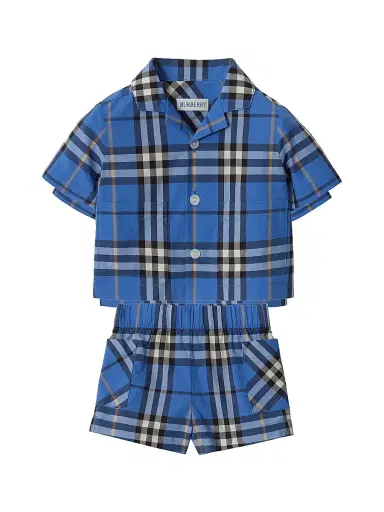 Burberry Baby Boy's Check Short-Sleeve Shirt & Short Sets - Hyacinth Blue - Size 12 Months | Thumbnail 1 Burberry Baby Boy's Check Short-Sleeve Shirt & Short Sets - Hyacinth Blue - Size 12 Months | Thumbnail 1