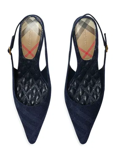 Burberry Women's Dame 55MM Check Denim Slingback Pumps | Thumbnail 2 Burberry Women's Dame 55MM Check Denim Slingback Pumps | Thumbnail 2