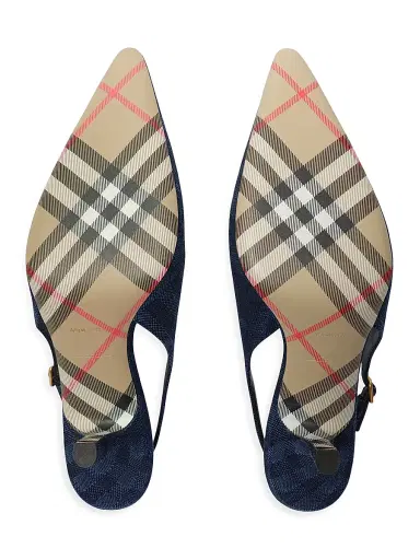 Burberry Women's Dame 55MM Check Denim Slingback Pumps | Thumbnail 5 Burberry Women's Dame 55MM Check Denim Slingback Pumps | Thumbnail 5