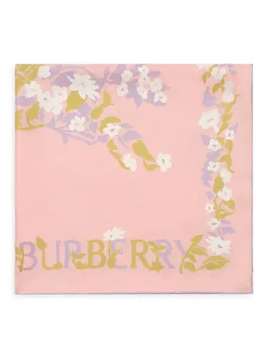 Burberry Women's Floral EKD Silk Scarf - Quartz Pink | Thumbnail 2 Burberry Women's Floral EKD Silk Scarf - Quartz Pink | Thumbnail 2