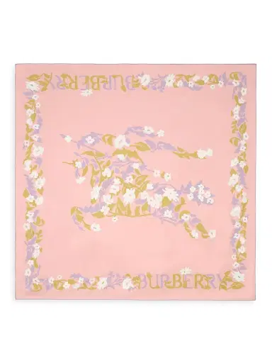 Burberry Women's Floral EKD Silk Scarf - Quartz Pink | Thumbnail 1 Burberry Women's Floral EKD Silk Scarf - Quartz Pink | Thumbnail 1