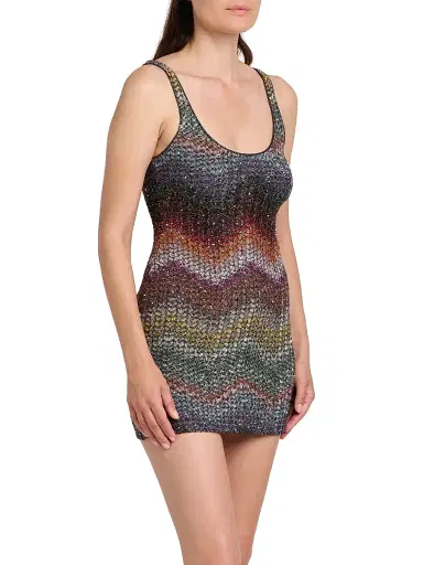 Missoni Women's Sequin Wefted Loom Knit Minidress - Dark Multi - Size 12 | Thumbnail 4 Missoni Women's Sequin Wefted Loom Knit Minidress - Dark Multi - Size 12 | Thumbnail 4