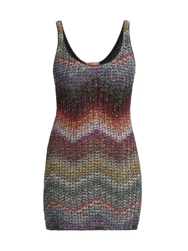 Missoni Women's Sequin Wefted Loom Knit Minidress - Dark Multi - Size 12 | Thumbnail 1 Missoni Women's Sequin Wefted Loom Knit Minidress - Dark Multi - Size 12 | Thumbnail 1