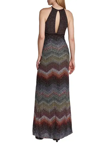 Missoni Women's Sequin Wefted Loom Knit Halterneck Gown - Dark Multi - Size 10 | Thumbnail 5 Missoni Women's Sequin Wefted Loom Knit Halterneck Gown - Dark Multi - Size 10 | Thumbnail 5