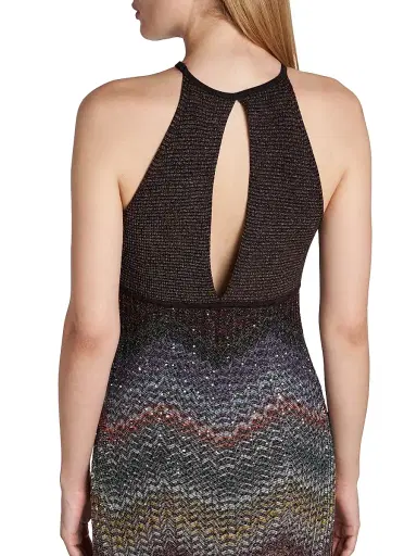 Missoni Women's Sequin Wefted Loom Knit Halterneck Gown - Dark Multi - Size 10 | Thumbnail 6 Missoni Women's Sequin Wefted Loom Knit Halterneck Gown - Dark Multi - Size 10 | Thumbnail 6