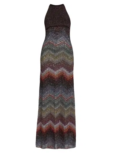 Missoni Women's Sequin Wefted Loom Knit Halterneck Gown - Dark Multi - Size 10 | Thumbnail 1 Missoni Women's Sequin Wefted Loom Knit Halterneck Gown - Dark Multi - Size 10 | Thumbnail 1