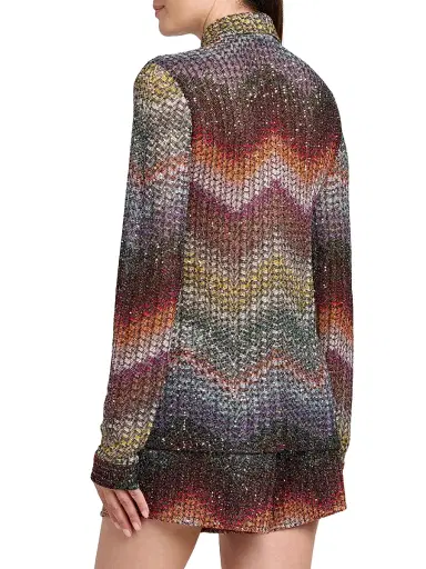 Missoni Women's Meander-Chevron Wefted-Loom Button-Front Shirt - Dark Multi - Size 2 | Thumbnail 5 Missoni Women's Meander-Chevron Wefted-Loom Button-Front Shirt - Dark Multi - Size 2 | Thumbnail 5