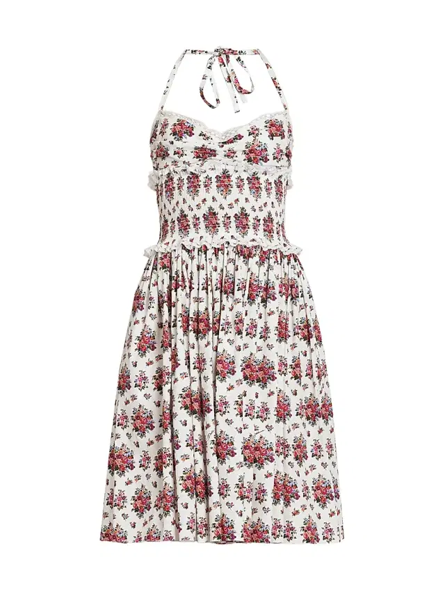 Women's Floral Lace-Trim Cotton-Blend Knee-Length Dress - Mazzolini Fiori Fbco Women's Floral Lace-Trim Cotton-Blend Knee-Length Dress - Mazzolini Fiori Fbco