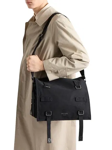 Prada Men's Canvas Shoulder Bag - Black | Thumbnail 3 Prada Men's Canvas Shoulder Bag - Black | Thumbnail 3