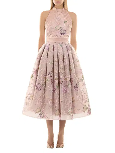 Zhivago Women's Bertolini Floral-Embroidered Fit-&-Flare Midi-Dress - Beige | Thumbnail 2 Zhivago Women's Bertolini Floral-Embroidered Fit-&-Flare Midi-Dress - Beige | Thumbnail 2