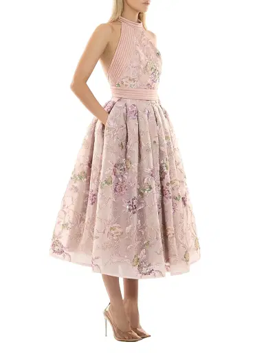 Zhivago Women's Bertolini Floral-Embroidered Fit-&-Flare Midi-Dress - Beige | Thumbnail 3 Zhivago Women's Bertolini Floral-Embroidered Fit-&-Flare Midi-Dress - Beige | Thumbnail 3