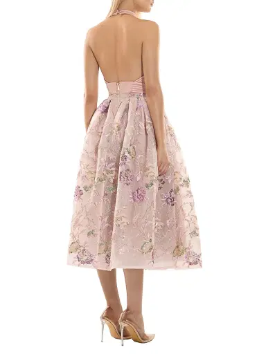 Zhivago Women's Bertolini Floral-Embroidered Fit-&-Flare Midi-Dress - Beige | Thumbnail 4 Zhivago Women's Bertolini Floral-Embroidered Fit-&-Flare Midi-Dress - Beige | Thumbnail 4