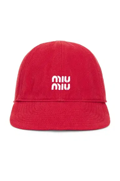 Miu Miu Denim Washed Nastro Baseball Hat | Thumbnail 1 Miu Miu Denim Washed Nastro Baseball Hat | Thumbnail 1