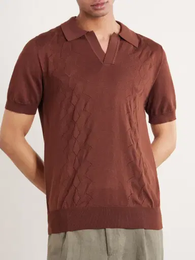 PIACENZA 1733 Silk and Cotton-Blend Polo Shirt - Men | Thumbnail 3 PIACENZA 1733 Silk and Cotton-Blend Polo Shirt - Men | Thumbnail 3