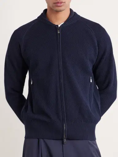 PIACENZA 1733 Slim-Fit Honeycomb-Knit Cotton Bomber Jacket - Men | Thumbnail 3 PIACENZA 1733 Slim-Fit Honeycomb-Knit Cotton Bomber Jacket - Men | Thumbnail 3