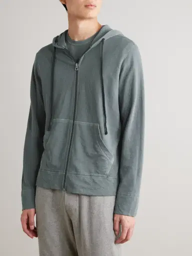 James Perse Loopback Supima Cotton-Jersey Zip-Up Hoodie - Men | Thumbnail 3 James Perse Loopback Supima Cotton-Jersey Zip-Up Hoodie - Men | Thumbnail 3
