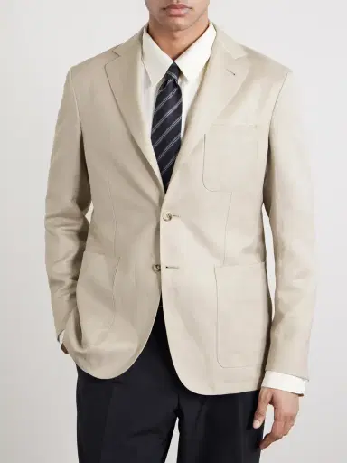 Canali Wool and Linen-Blend Blazer - Men | Thumbnail 3 Canali Wool and Linen-Blend Blazer - Men | Thumbnail 3