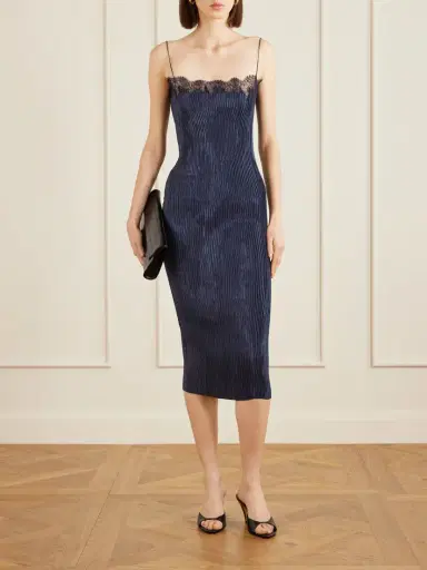 FFORME Lumi Lace-trimmed Plissé Midi Dress | Thumbnail 2 FFORME Lumi Lace-trimmed Plissé Midi Dress | Thumbnail 2