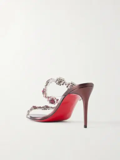 Christian Louboutin Just Jewel 85 Embellished Pvc And Metallic Leather Sandals | Thumbnail 3 Christian Louboutin Just Jewel 85 Embellished Pvc And Metallic Leather Sandals | Thumbnail 3