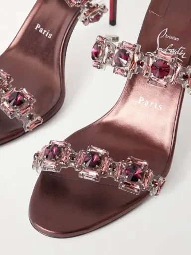Christian Louboutin Just Jewel 85 Embellished Pvc And Metallic Leather Sandals | Thumbnail 5 Christian Louboutin Just Jewel 85 Embellished Pvc And Metallic Leather Sandals | Thumbnail 5