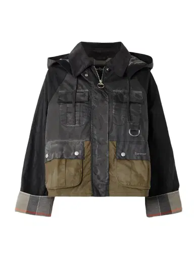 Barbour Liza Hooded Paneled Waxed-cotton Jacket | Thumbnail 1 Barbour Liza Hooded Paneled Waxed-cotton Jacket | Thumbnail 1