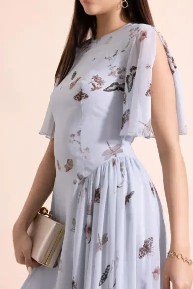 Erdem Flutter Sleeve Printed Midi Dress | Thumbnail 3 Erdem Flutter Sleeve Printed Midi Dress | Thumbnail 3