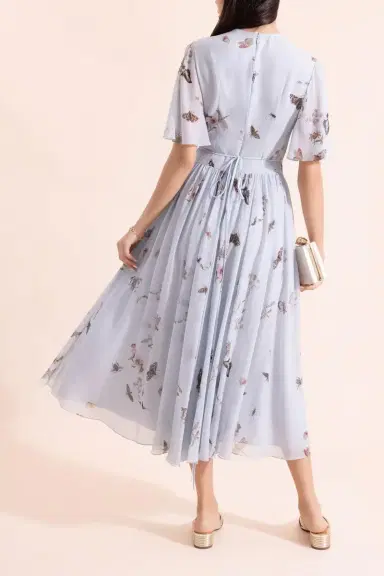 Erdem Flutter Sleeve Printed Midi Dress | Thumbnail 4 Erdem Flutter Sleeve Printed Midi Dress | Thumbnail 4