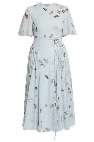Erdem Flutter Sleeve Printed Midi Dress | Thumbnail 1 Erdem Flutter Sleeve Printed Midi Dress | Thumbnail 1