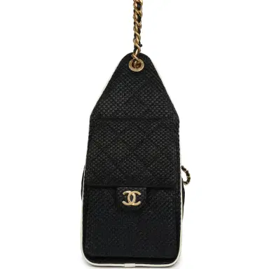 Chanel Chanel Small 25 Hobo Bag Black Raffia and White Calfskin Antique Gold Hardware | Thumbnail 4 Chanel Chanel Small 25 Hobo Bag Black Raffia and White Calfskin Antique Gold Hardware | Thumbnail 4