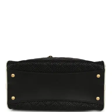 Chanel Chanel Small 25 Hobo Bag Black Raffia and White Calfskin Antique Gold Hardware | Thumbnail 7 Chanel Chanel Small 25 Hobo Bag Black Raffia and White Calfskin Antique Gold Hardware | Thumbnail 7