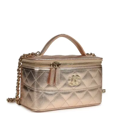 Chanel Chanel Small Top Handle Vanity Case With Chain Metallic Copper Shiny Caviar Light Gold Hardware | Thumbnail 2 Chanel Chanel Small Top Handle Vanity Case With Chain Metallic Copper Shiny Caviar Light Gold Hardware | Thumbnail 2