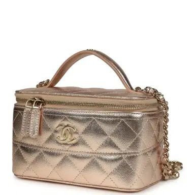 Chanel Chanel Small Top Handle Vanity Case With Chain Metallic Copper Shiny Caviar Light Gold Hardware | Thumbnail 3 Chanel Chanel Small Top Handle Vanity Case With Chain Metallic Copper Shiny Caviar Light Gold Hardware | Thumbnail 3