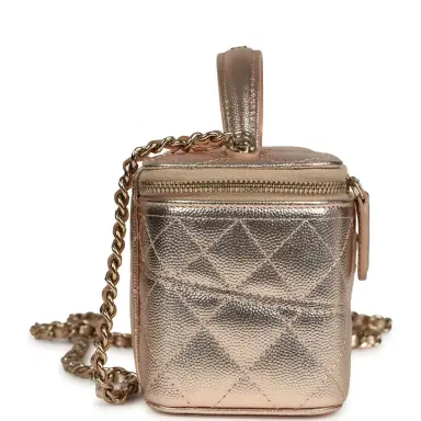 Chanel Chanel Small Top Handle Vanity Case With Chain Metallic Copper Shiny Caviar Light Gold Hardware | Thumbnail 4 Chanel Chanel Small Top Handle Vanity Case With Chain Metallic Copper Shiny Caviar Light Gold Hardware | Thumbnail 4